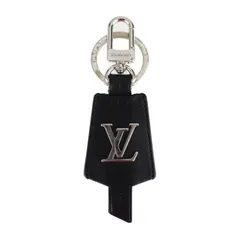 LOUIS VUITTON ルイ ヴィトン キーホルダー M68020 レザー メタル ブラック シルバー金具 キーリング バッグチャーム ビトン 【本物保証】