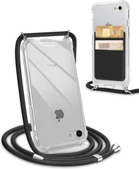 SHANSHUI iPhone 7/8/SE2 2020兼用ケース スマホショルダーケース 肩掛け 首掛けストラップ 全面保護 斜め掛け落下防止 カバー(PC+TPU（ブラック）,  iPhone 7/8/SE2(2020)（4.7inch）)