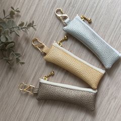 ⭐︎メタリックカラー⭐︎ ミニポーチ PUレザー ミニサイズ ファスナー リップケース コインケース 印鑑ケース アクセサリー入れ ピルケース
