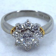 PT900/K18 花柄モチーフコンビ ダイヤモンドリング