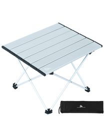 ミニローテーブル キャンプ アウトドアテーブル テーブル 折畳テーブルアルミ製 耐荷重30kg 超軽量 コンパクトソロキャンプ iClimb BBQ 登山 ツーリング 収納袋付き (シルバー-M)