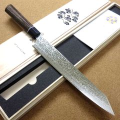 筋引き 24cm (240mm) 瑞雲 関兼次 関の刃物 ダマスカス鋼 63層 最高級刃物鋼 SPG2 両刃 ハマグリ刃 刺身切り ハム スライス 桐箱入 日本製