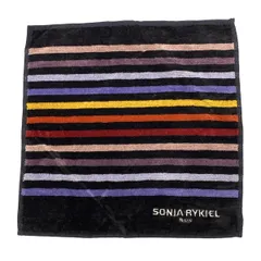SONIARYKIEL(ソニアリキエル) 小物美品  - 黒×パープル×マルチ ハンドタオル/ボーダー コットン