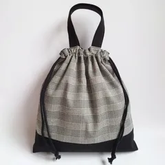 ハンドメイド リバーシブル チェック × 星 体操着入れ お着替え袋 巾着バッグ 体操着袋 体操服袋 着替え袋 体操服入れ 着替え入れ 体操服バック 体操服バッグ 体操着バッグ 体操着バック 入学 入園 スター 男の子 女の子 グレンチェック モノトーンのサムネイル