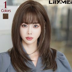 美ライン　レイヤー　メッシュ　ストレート　ミディアム　ウィッグ
