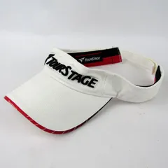 ツアーステージ サンバイザー ゴルフ ロゴ 綿100％ キャップ ブランド 帽子 メンズ ホワイト Tour Stage 【中古】