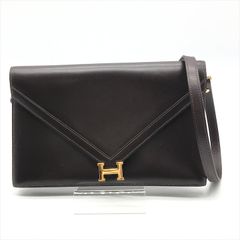 良品 HERMES エルメス リディ ゴールド金具 ボックスカーフ ショルダー バッグ ブラウン レディース a4781