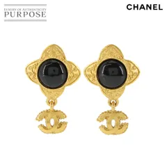 新品同様 シャネル CHANEL ココマーク カラーストーン スイング イヤリング ブラック ゴールド 96A ヴィンテージ アクセサリー 90276989