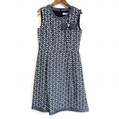 #snc ギャラリービスコンティ GALLERY VISCONTI ワンピース 2 青系 花柄 リボン付 ノースリーブ デニム タグ付き 美品 レディース [885204]