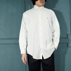 USA VINTAGE Ralph Lauren YAMOUTH HORSE EMBROIDERY DESIGN BD OXFORD SHIRT/アメリカ古着ラルフローレンホース刺繍デザインボタンダウンオックスフォードシャツ