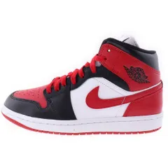 NIKE (ナイキ) WMNS AIR JORDAN 1 MID BRED TOE BQ6472-079 ウィメンズ エアジョーダン1 ブレッド トゥ ミッドカットスニーカー ブラック/レッド US9/26cm