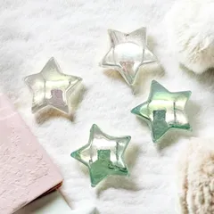 星型 アクリル ヘアゴム パーツ 2個セット 約2.5cm グリーン クリア 透明 ヘアアクセサリー 手作り ハンドメイド 材料 スター 髪留め 髪飾り pt-2868