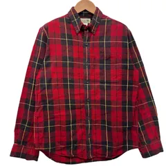 00s エルエルビーン L.L.Bean ネルシャツ Mサイズ チェックシャツ ボタンダウン ブラック レッド アウトドア 古着 H2011