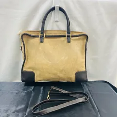 A【ヴィンテージ】2wayバッグ LOEWE ロエベ アマソナ ベージュ ブラウン 茶 ゴールド金具 スウェード レザー ハンドバッグ トートバッグ レディース