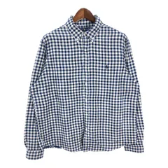RALPH LAUREN ラルフローレン 長袖ボタンダウンシャツ チェック ブルー(メンズ XXL)中古 古着 T7774