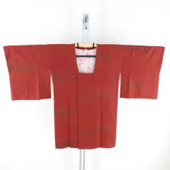 道行 膨れ織 飾り市松 赤茶色 正絹 着物コート 和装用 ちりよけ 身丈94cm