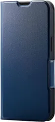 エレコム iPhone 13/レザーケース/手帳型/UltraSlim/薄型/磁石付き/ネイビー