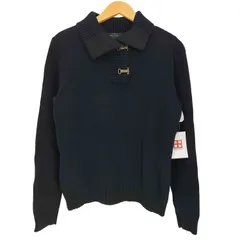 ローレンラルフローレン LAUREN RALPH LAUREN 90s ハーフ フックボタン コットンニット レディース import：L 