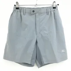 【超美品】ミズノ ハーフパンツ グレー 裾ロゴ ウエストゴム メンズ M ゴルフウェア MIZUNO
