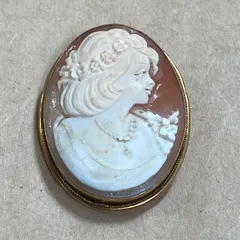 t*k様 K18刻印 カメオ ペンダントトップ ダイヤ 0.02ct 重量約22