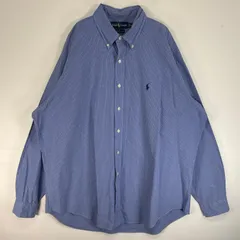 古着 ラルフローレン RALPH LAUREN 長袖シャツ ロゴ 刺繍 BLAKE ボタンダウン XL  ブルー系 チェック メンズ