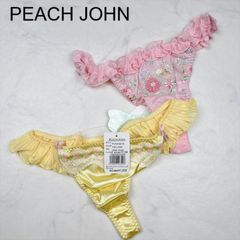 【新品タグ付き】PEACH JOHN　ピーチジョン　ショーツ　Tバック　ONE SIZE　YELLOW　BABY PINK　ランジェリー　下着　プレゼント　ギフト　レース　刺繍