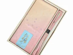 正絹 柄入り 帯揚げ 帯締め 2点セット 桐箱入り 桃橙系 as-147-K