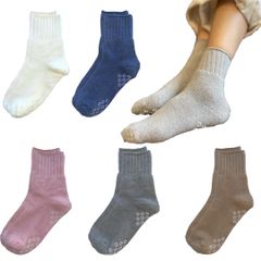 【人気商品】[NAKAMAJITA] 綿混 パイル 靴下 足裏滑り止め付き 保温 あたたかい 5足セット レディース ソックス ルーム 部屋履き 22-25㎝ 冷房対策