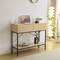 全新品 【ナチュラル】コンソールテーブル 玄関 スリム 省スペース 棚 ラック 木目調 スチール スタンド マスク置き 小物 消毒 鍵 除菌スプレー エントランス 台 シンプル 引き出し おしゃれ コンソールテーブル