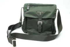 プラダ メッセンジャー ショルダーバッグ 三角ロゴプレート メンズ Unisex テスートナイロン カーキ PRADA 3855h