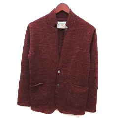 B&Y ユナイテッドアローズ BEAUTY&YOUTH ビューティー&ユース カーディガン ニット ウール 麻混 リネン混 長袖 S 赤 ワインレッド 白 ホワイト /MS ■MO