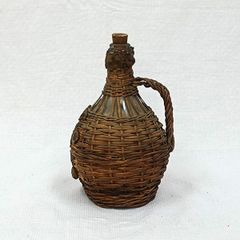 アンティーク　古道具　有名シェフ『ワインボトル（かご付き）小』六本木ビストロ・シマ　島静代　調理器具