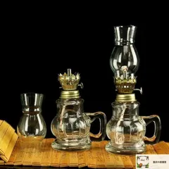 【新品・未使用】オイルランプ ガラス レトロ アンティーク ランタン　卓上照明 卓上ライト 灯油ランプ　テーブルランプ 　緊急事態防災　アルコールランプ