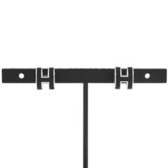 エルメス HERMES ミニ ポップアッシュ  ピアス メタル ブラック H ロゴ ユニセックス【中古】