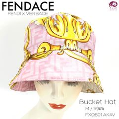 FENDACE フェンダーチェ FENDI by VERSACE FXQ801 バケットハット サイズ M 59㎝ ピンク ゴールド 保存袋 タグ 付き