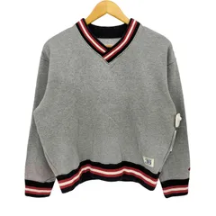 チャンピオン Champion 復刻タタキタグ ストライプリブ Vネック スウェット メンズ import：S 