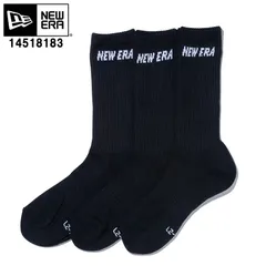 NEW ERA ニューエラ 14518183 ソックス クルー 3ペア ブラック 靴下 クルーソックス ユニセックス【ニューエラソックス 14518183 靴下 3P 25-27cm くつ下 リブ編み クルー丈 厚手 ソックス レッグウェア 新品】