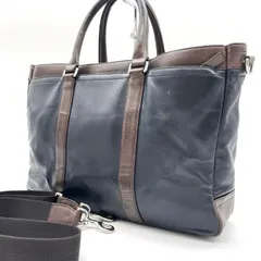 【良品】 COACH コーチ ビジネスバッグ ハンドバッグ ショルダーバッグ 2way レザー 革 ネイビー 紺色 ブラウン 茶色 バイカラー A4収納可能 ユニセックス 男女兼用 メンズ レディース