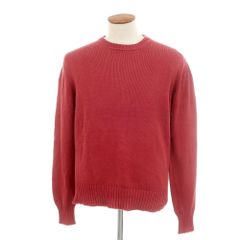 【中古】クルチアーニ CRUCIANI ミドルゲージ コットン クルーネック プルオーバーニット レッド【サイズ48】【メンズ】