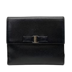 Salvatore Ferragamo フェラガモ ヴァラ 財布 二つ折り財布 折り財布 コンパクトウォレット ロゴ レザー ブラック