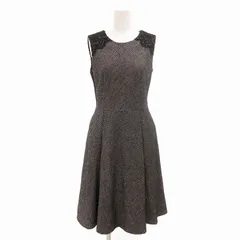 エムプルミエ ブラック M-Premier BLACK 美品 ワンピース ノースリーブ レース刺繍 膝丈 34 黒 ブラック