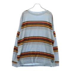 MARNI (マルニ) ワンポイントロゴワッペン ボーダー 長袖Tシャツカットソー ブルー/ブラウン HUMU0039A0 S23931のサムネイル