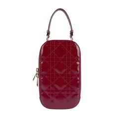 dior フォンホルダー 赤 鮮やかな赤】Lady Dior パテントカーフスキン フォンホルダー