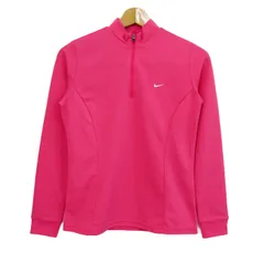 ナイキゴルフ ポロシャツ トップス 長袖 ハーフジップ ドライフィット ゴルフウエア レディース Mサイズ ピンク NIKE GOLF 【中古】