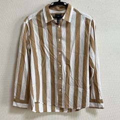 [長袖] H&M REGULAR FIT ストライプ柄シャツ　茶色×白　Sサイズ
