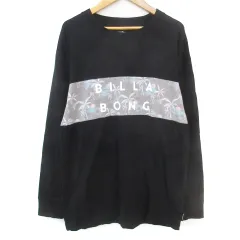 ビラボン BILLABONG Tシャツ カットソー 長袖 ラウンドネック ロゴプリント M 黒 ブラック /FF31