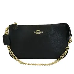 【中古】 超美品 コーチ COACH チェーン ハンドバッグ ブラック ゴールド レザー 保存袋付き 53077 07HC280