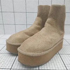 ■ ⊇ ジャバコラボ シンプル系 厚底 厚底ソックスムートンブーツ サイズ表記なし ベージュ系 レディース E  【1508060017277】