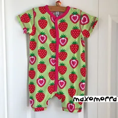 サマーセール価格！半袖ロンパース　Maxomorra社　ストロベリー　北欧デザイン