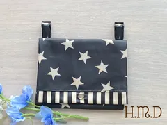 新品★ラミネート★移動ポケット☆スター★ブラック☆ストライプ★ティッシュケース★ビニコ★入学　入園★男の子　女の子★外付けティッシュケース　38